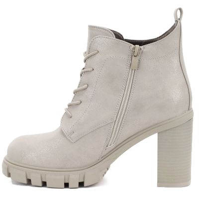 7. Cream women's ankle boots with a block heel M.Daszyński SA218-8
