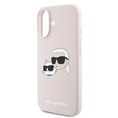 6. Karl Lagerfeld Silicone Nauble Heads Print MagSafe Case for iPhone 16 Plus - Pink