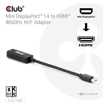 4. CLUB3D CAC-1188 Cable Adapter 0.09m Mini DisplayPort HDMI Black