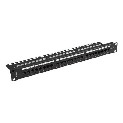 2. Patch panel 24 port 1U 19" category 6A UTP with cable organizer black LANBERG