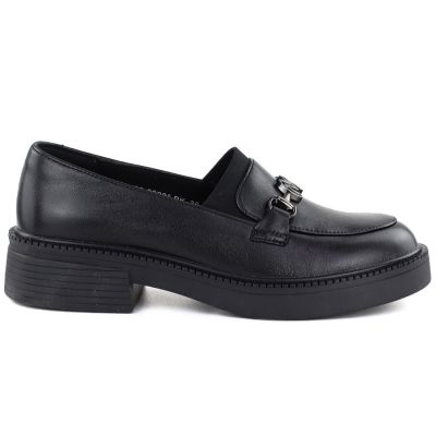 2. Women's leather lords moccasins with thick soles, black Vinceza 39985