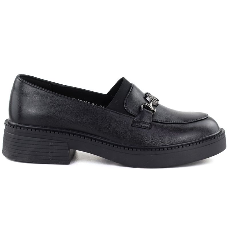 2. Women's leather lords moccasins with thick soles, black Vinceza 39985