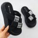 8. Women’s black platform slides with rhinestones Potocki 16347