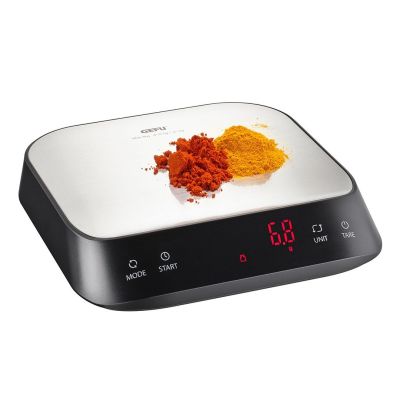 GEFU PREZISO electronic kitchen scale, black, stainless steel, rectangular top