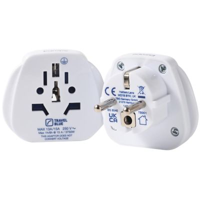 2. TRAVEL BLUE Universal Travel Adapter WORLD -> SCHUKO, 2 pcs.