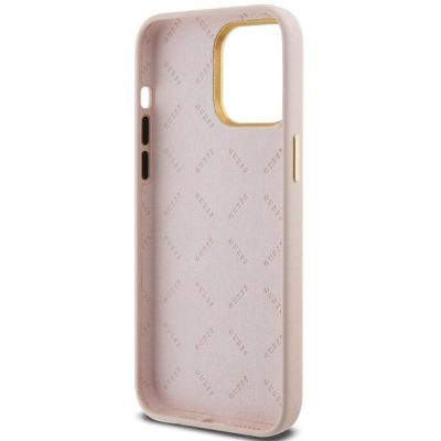 7. Guess Silicone Script Metal Logo & Frame case for iPhone 15 Pro Max - pink