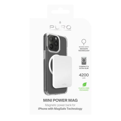 2. Puro Slim Power Mag 4200mAh Power Bank with MagSafe USB-C - White