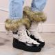 12. Vinceza W JAN262 beige lace-up snow boots with fur