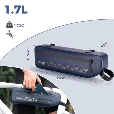 5. Rockbros AS-140 ROAD TO SKY waterproof frame bag 1.7 l - blue
