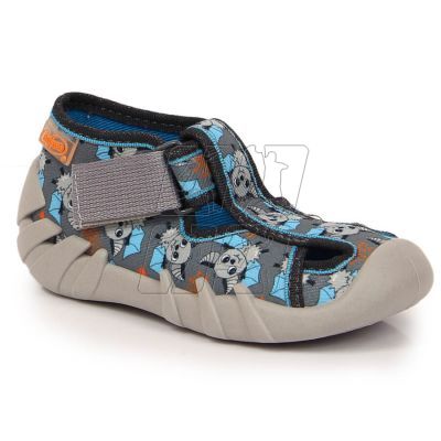 2. Velcro slippers with a bat Befado Jr BEF6A gray