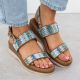 7. Women's wedge sandals, blue braided, Potocki 45302