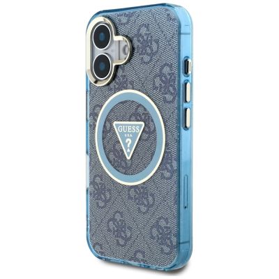 2. Guess IML Metal Glitter 4G Circle Triangle MagSafe Case for iPhone 16 - Blue