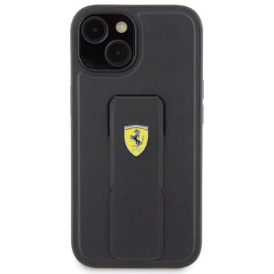 3. Ferrari Grip Stand Metal Logo case for iPhone 15 - black