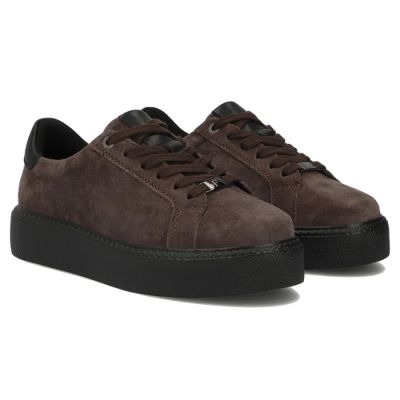 5. Women's leather platform sneakers, brown, Filippo DP6119