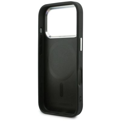 7. Karl Lagerfeld Point & Choupette Sketch MagSafe Case for iPhone 18 Pro / 17 Pro - Black