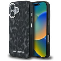 Karl Lagerfeld IML Leopard Pattern MagSafe Case for iPhone 16 - Black