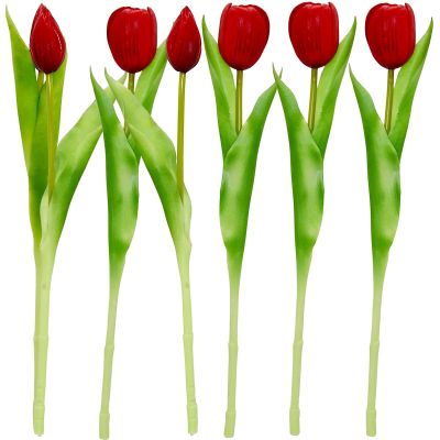 18. BOUQUET OF 7 RED TULIPS 31 CM LIKE LIFE SPRING DECORATION