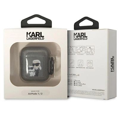 3. Karl Lagerfeld KLA2HNKCTGK Airpods 1/2 cover black/black Gliter Karl&Choupette
