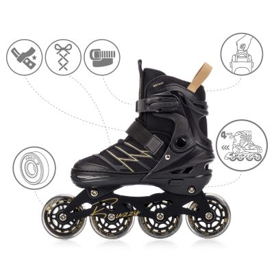 16. Meteor L 38-43 Buzzy Roller Skates Black/Gold