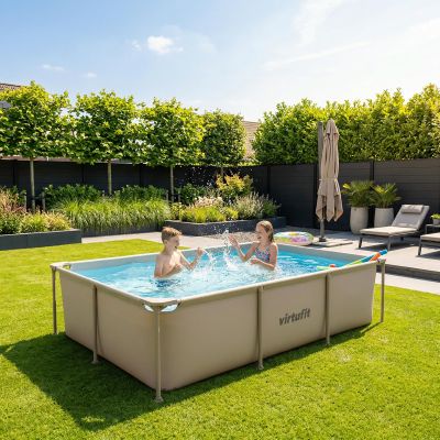 5. VIRTUFIT RECTANGULAR SWIMMING POOL 260 x 180 CM WITH FILTER PUMP BEIGE