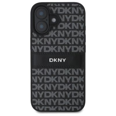 3. DKNY Texture Pattern Tonal Stripe iPhone 16 Case - Black
