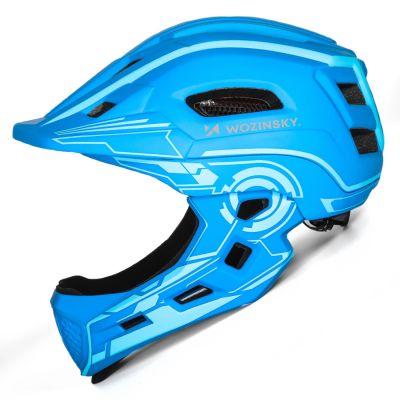 3. Wozinsky Kids Full Face Bike Helmet with USB Rear Light S - Blue