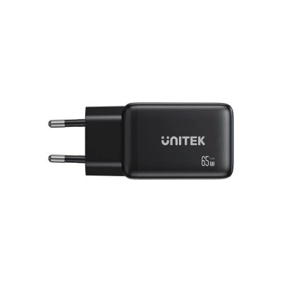 2. UNITEK GAN WALL CHARGER 2X USB-C USB-A ,PD 3.0, 65W, BLACK