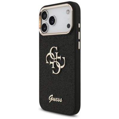 2. Guess Fixed Glitter Big 4G Metal Frame case for iPhone 17 Pro Max - black