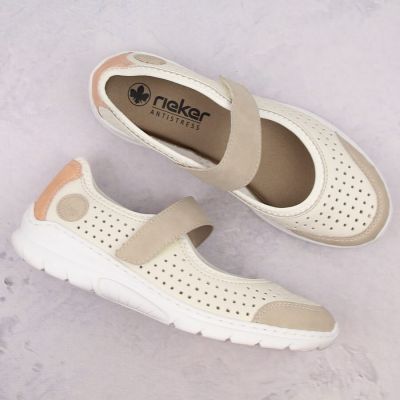 21. Comfortable Rieker W RKR575A openwork shoes, beige