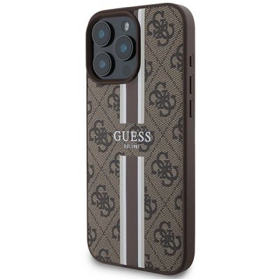 2. Guess 4G Printed Stripes MagSafe Case for iPhone 16 Pro Max - Brown