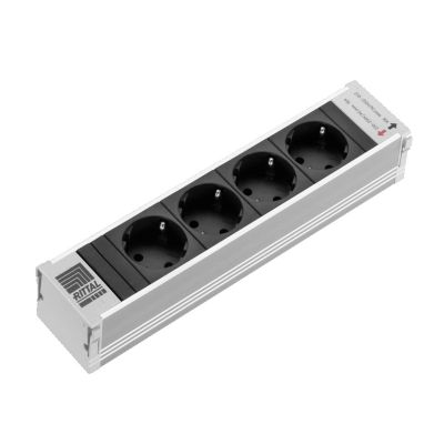 Rittal DK 7856.100 4-way power socket splitter, Internal Aluminum, Black