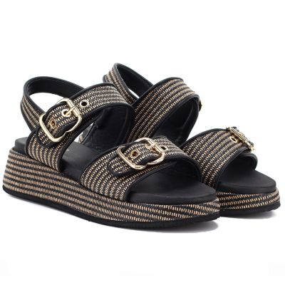 3. Women's black and gold platform sandals Artiker 58C1741