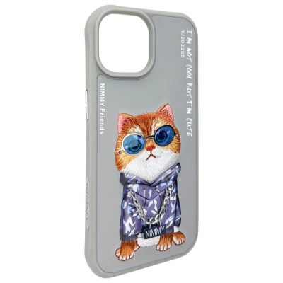 7. Nimmy Glasses Cool Cat iPhone 15 Case - Gray