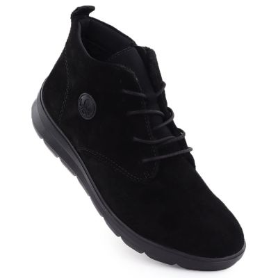 8. Women’s black suede leather ankle boots Rieker Z0022-00
