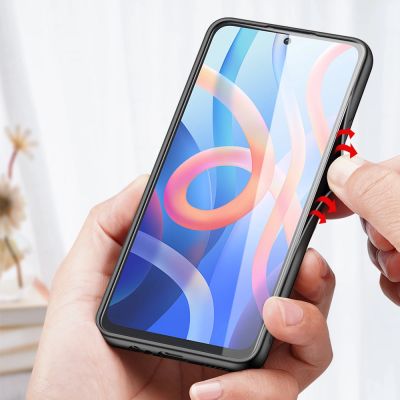 8. Dux Ducis Fino case cover covered with nylon material Poco M4 Pro 5G blue