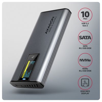 3. Axagon EEM2-SD2 Hard Drive Enclosure SSD Case Gray M.2