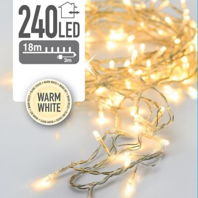 8. CHRISTMAS TREE LIGHTS LIGHT CHAIN 240 LED WARM WHITE TRANSPARENT WIRE