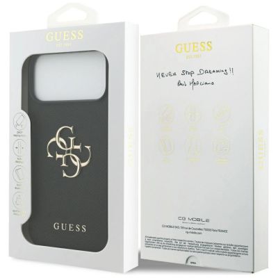 8. Guess Grained Big 4G & Classic Logo case for iPhone 17 Pro Max - black