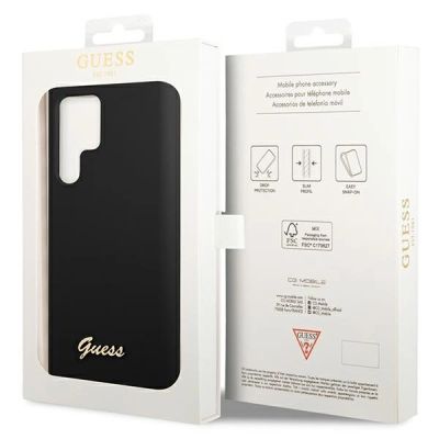 8. Guess GUHCS23LSLSMK S23 Ultra S918 black/black hardcase Silicone Vintage Gold Logo