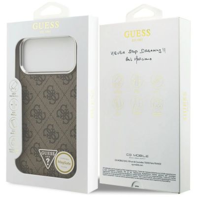 8. Guess 4G Triangle Logo MagSafe Case for iPhone 18 Pro Max / 17 Pro Max - Brown & Silver