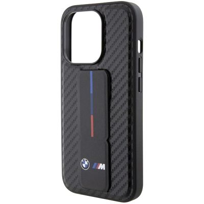 7. BMW Grip Stand Smooth & Carbon case for iPhone 15 Pro - black