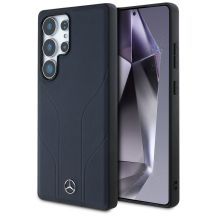 Mercedes Leather Debossed Lines MagSafe Case for Samsung Galaxy S25 Ultra - Blue