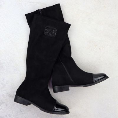 10. Women's patent suede boots, black, M.Daszyński MR2251-19