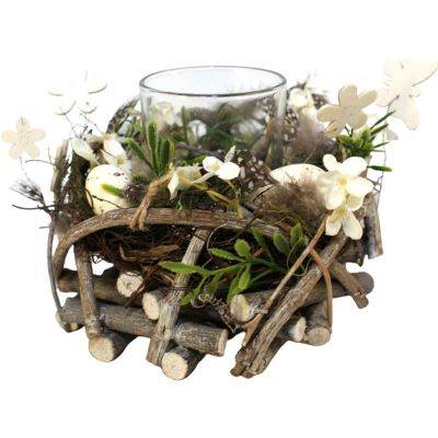 10. DECORATIVE FEATHER CANDLE HOLDER 16cm for TEA LIGHT