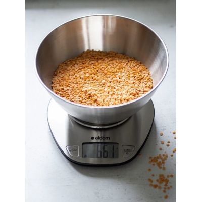 16. ELDOM ELECTRONIC KITCHEN SCALE WK320S RENA ACCURACY 1 G WEIGHT UP TO 5 KG LED DISPLAY STEEL WITH BOWL