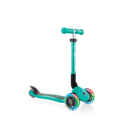Globber Foldable 3-Wheel Scooter Lights Emerald Green Jr 437-107