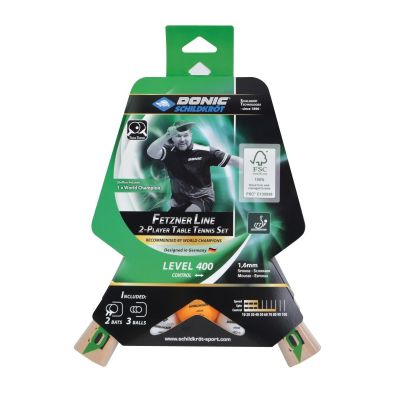 12. TABLE TENNIS SET 2 RACKETS 3 BALLS FETZNER 400 FSC DONIC