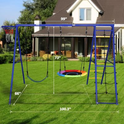 Frame swing stork's nest + swing + ladders + basket 271x180x185cm