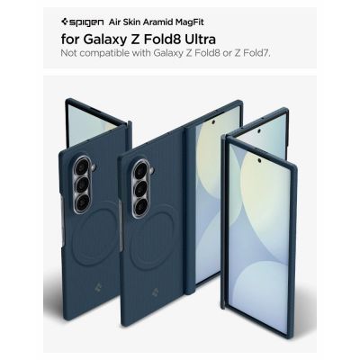 6. Spigen AirSkin Aramid MagFit MagSafe Case for Samsung Galaxy Z Fold 8 Ultra - Navy Blue