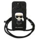 2. Karl Lagerfeld Leather Monogram Patch and Cord Iconik Case for iPhone 13 Pro / 13 - Black